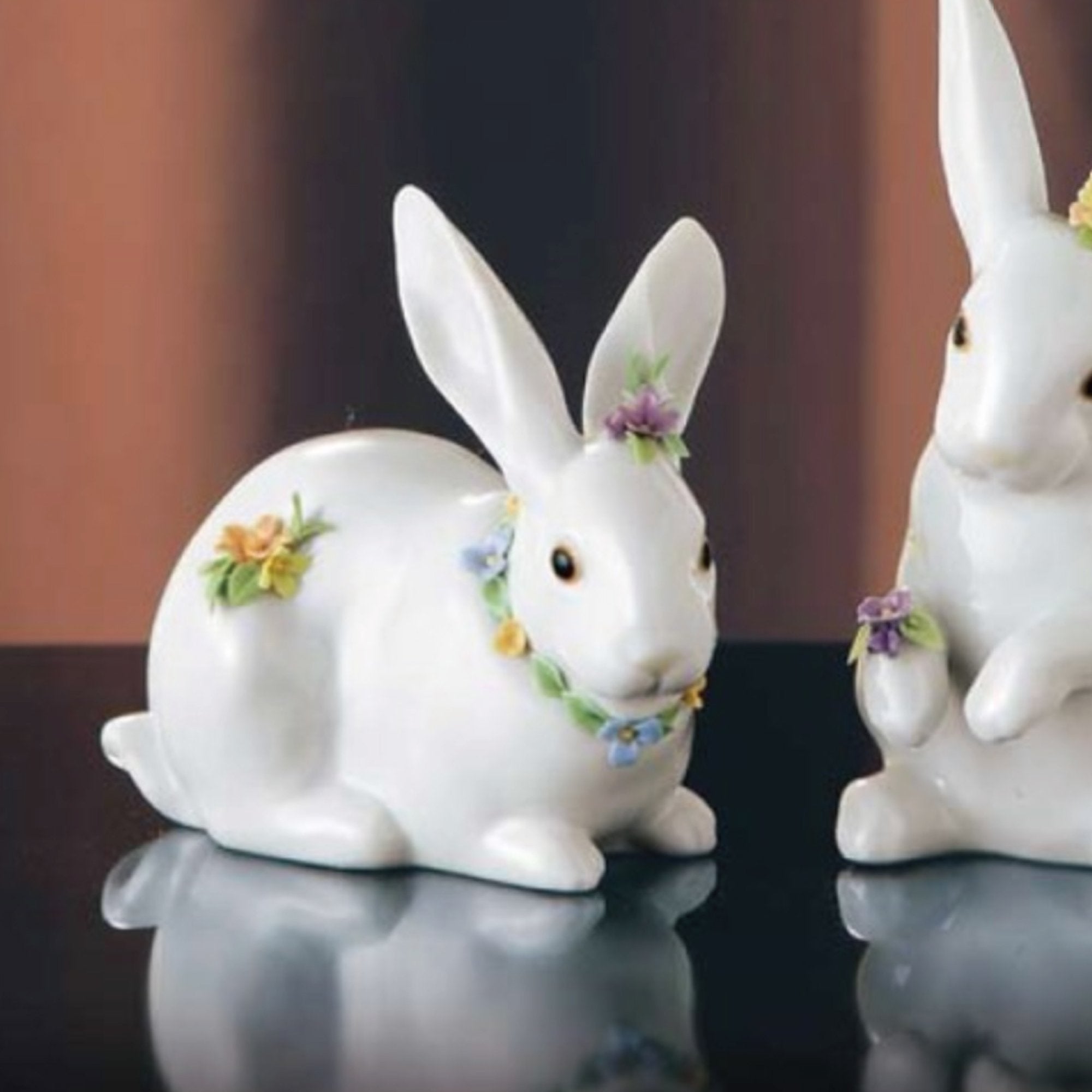 ❷リヤドロ 花飾りの白うさぎ 後ろ脚立ち 置物 インテリア ヴィンテージ リヤドロ＞花飾りの白うさぎ② – KAWANO ONLINE SHOP